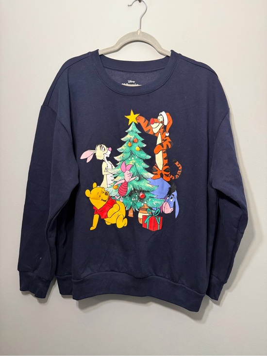Disney Tops - Disney Navy Winnie the Pooh Holiday Crewneck Sweatshirt